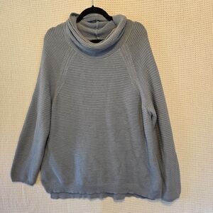 Kenneth Cole Reaction XXL Cozy Light Blue Cowl Neck Ribbed Oversized Sweater